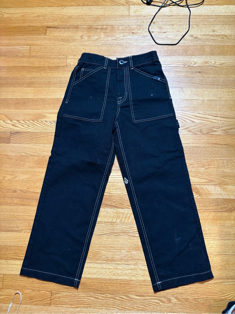 Volcom Black Kids Straight-Leg Jeans with Contrast Stitching